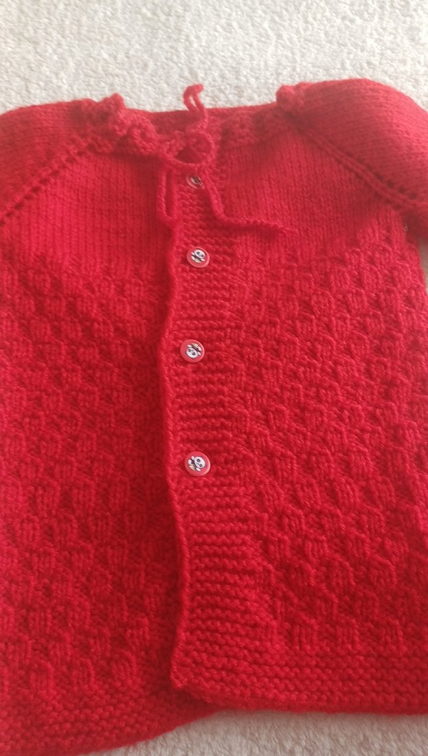 Kızlar İçin Kırmızı Örgü Hırka - Görsel 2