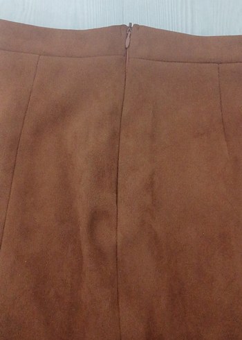 Kahverengi Süet Mini Etek - Görsel 4