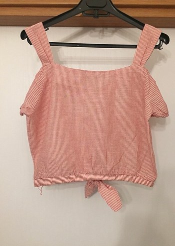 Diğer Pudra Pembe Keten Mini Bluz