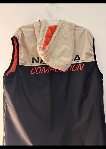 Nautica Gri Siyah Kapüşonlu Fermuarlı Unisex Yelek