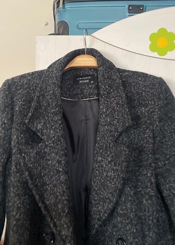 Gri Midi Hamile Yün Kaban - Görsel 7