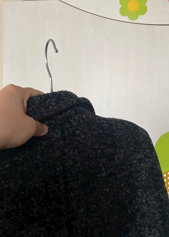 Gri Midi Hamile Yün Kaban - Görsel 6