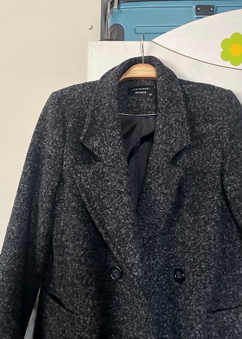 Gri Midi Hamile Yün Kaban - Görsel 5