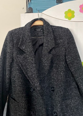 Gri Midi Hamile Yün Kaban - Görsel 2