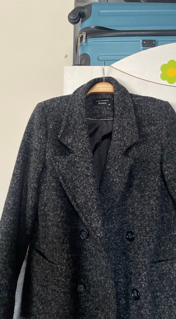 Gri Midi Hamile Yün Kaban - Görsel 5