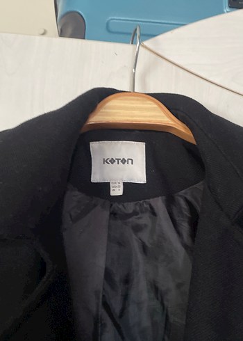 Koton Siyah Düğmeli Midi Hamile Kaban - Görsel 6