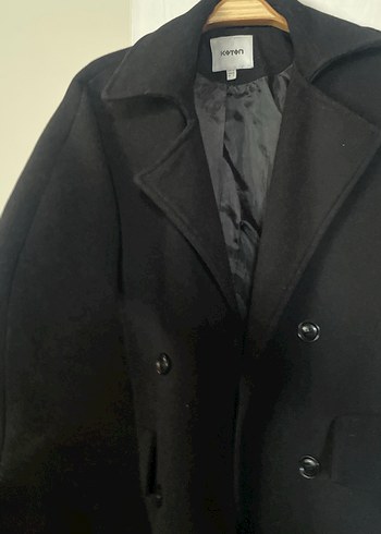 Koton Siyah Düğmeli Midi Hamile Kaban - Görsel 5