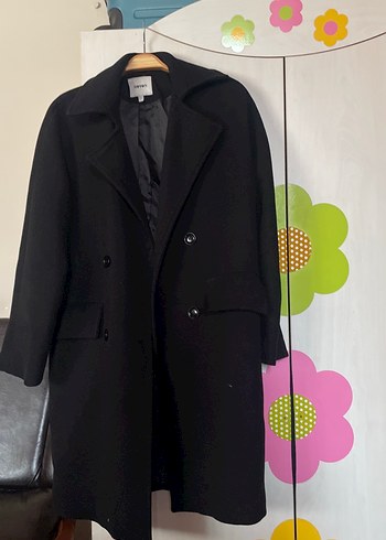 Koton Siyah Düğmeli Midi Hamile Kaban - Görsel 3