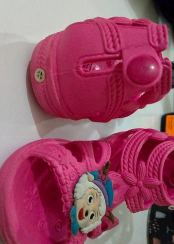 Kız Çocuk Pembe Baskılı Tokalı Terlik - Görsel 2