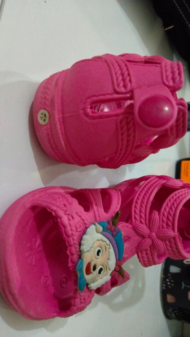 Kız Çocuk Pembe Baskılı Tokalı Terlik - Görsel 2