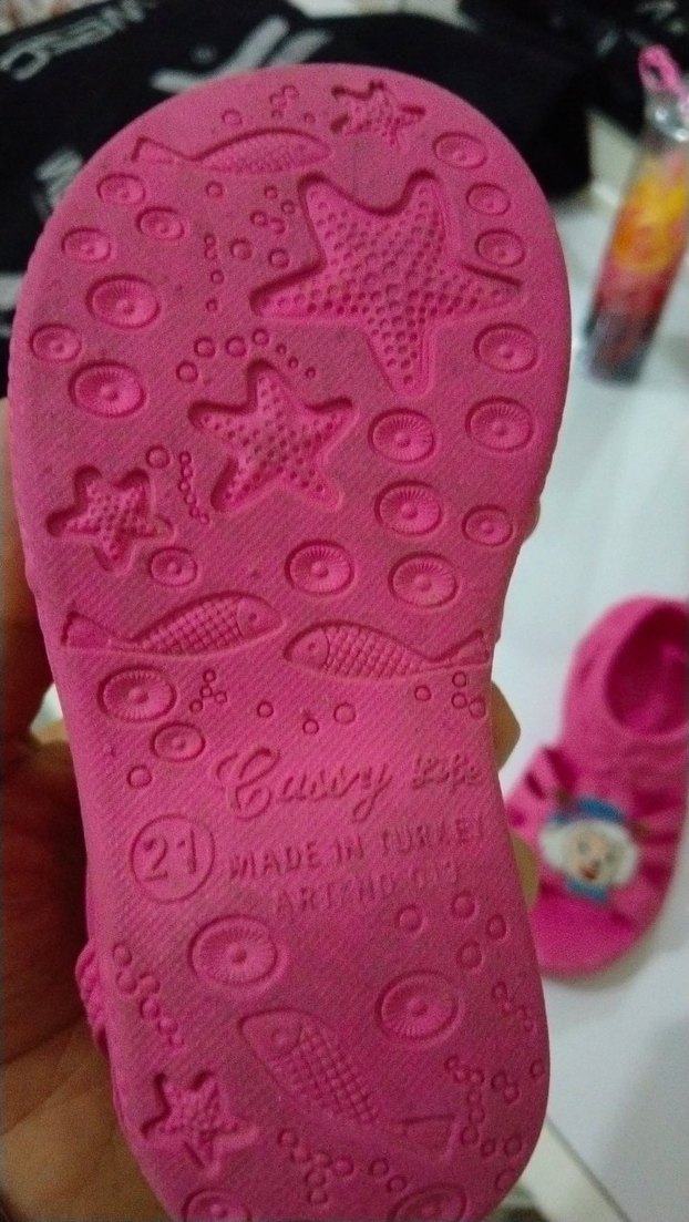 Kız Çocuk Pembe Baskılı Tokalı Terlik - Görsel 3