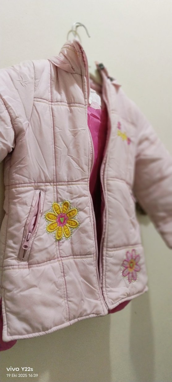 Kız Çocuk Pembe Fermuarlı Mont - Görsel 2