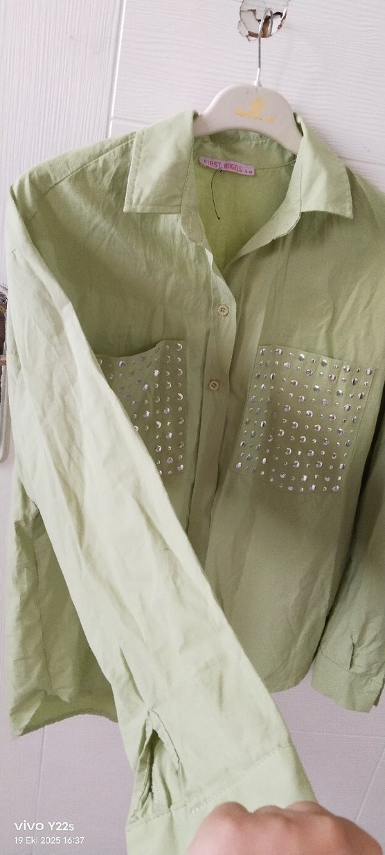 Düğmeli Kadın Keten Gömlek - Görsel 3