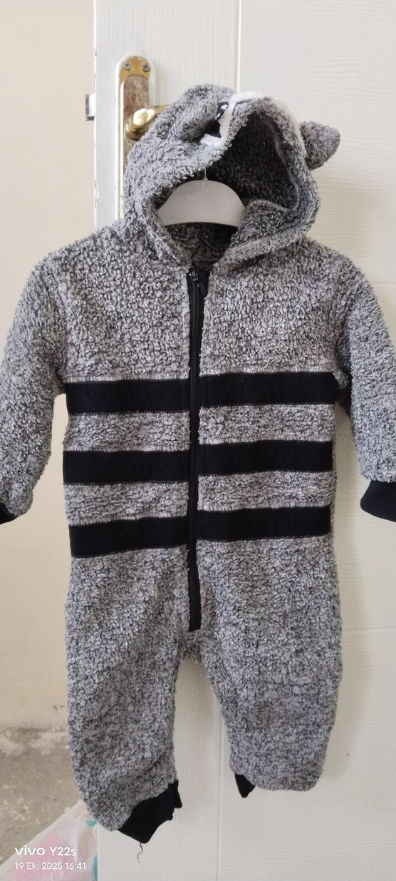 Gri Zebra Desenli Bebek Tulumu - Görsel 2