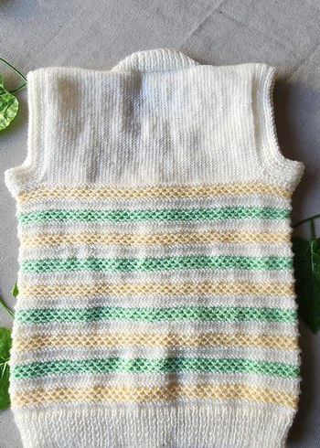 unisex Çocuk V Yaka Örgü Triko Yelek - Görsel 3