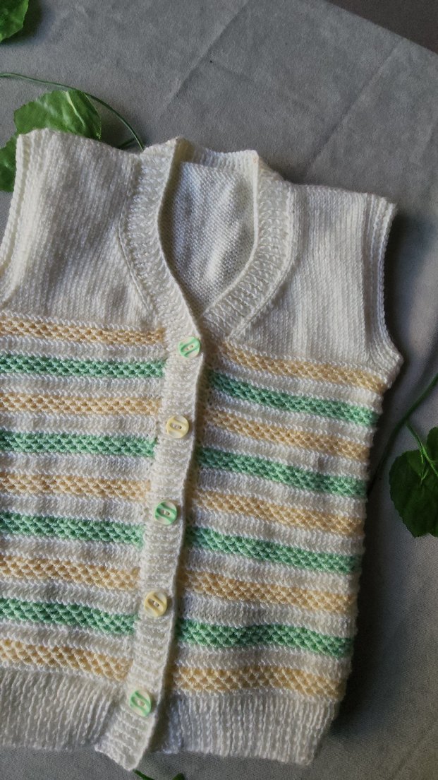 unisex Çocuk V Yaka Örgü Triko Yelek - Görsel 4