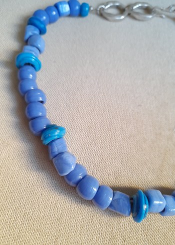 Mavi Boncuklu Bohem Kolye - Görsel 2