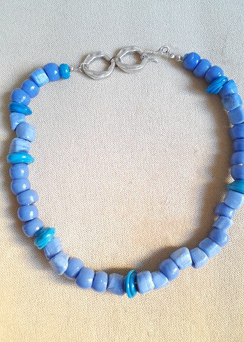 Mavi Boncuklu Bohem Kolye - Görsel 3