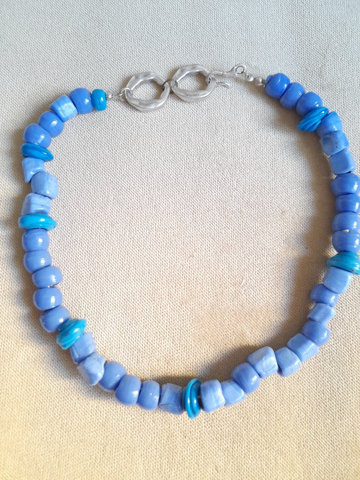 Mavi Boncuklu Bohem Kolye - Görsel 3