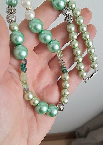 Yeşil incili Bohem Kolye - Görsel 4