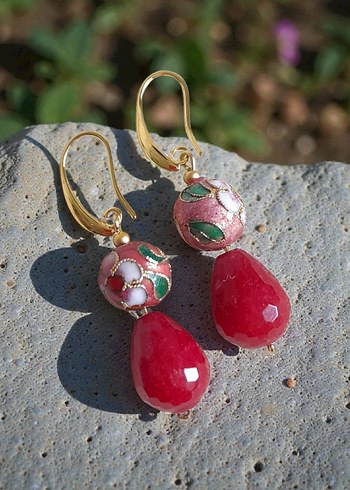 Cloisonne ve Jasper küpe - Görsel 3