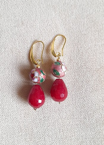 Cloisonne ve Jasper küpe - Görsel 2