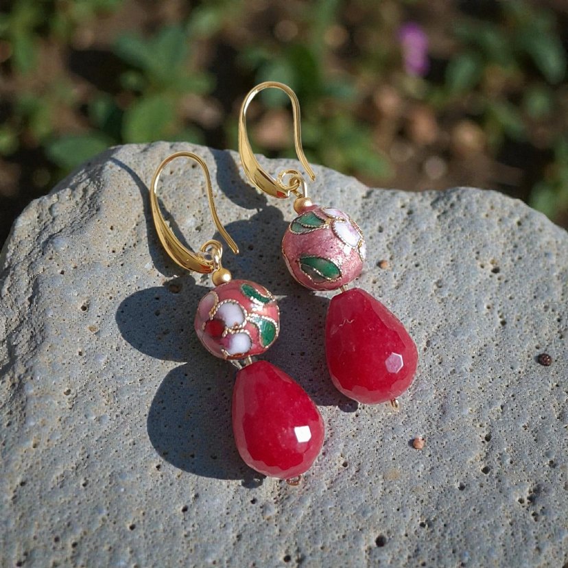 Cloisonne ve Jasper küpe - Görsel 3