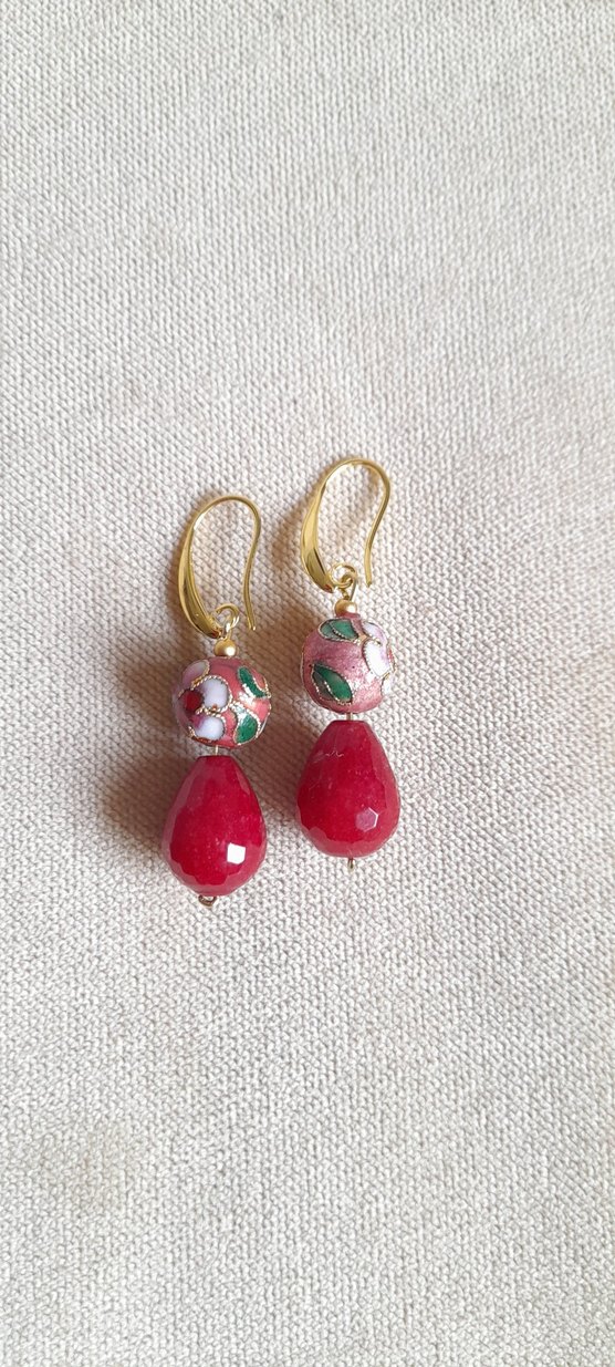 Cloisonne ve Jasper küpe - Görsel 2