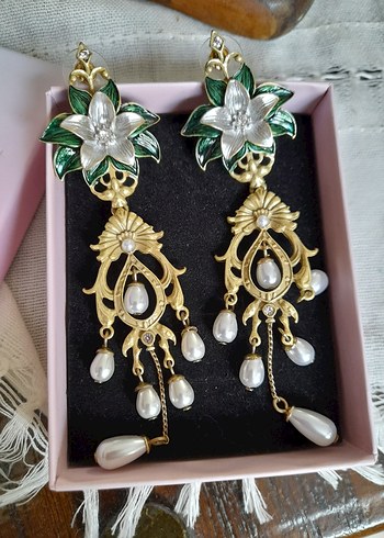 İncili Vintage tarz Küpe - Görsel 2