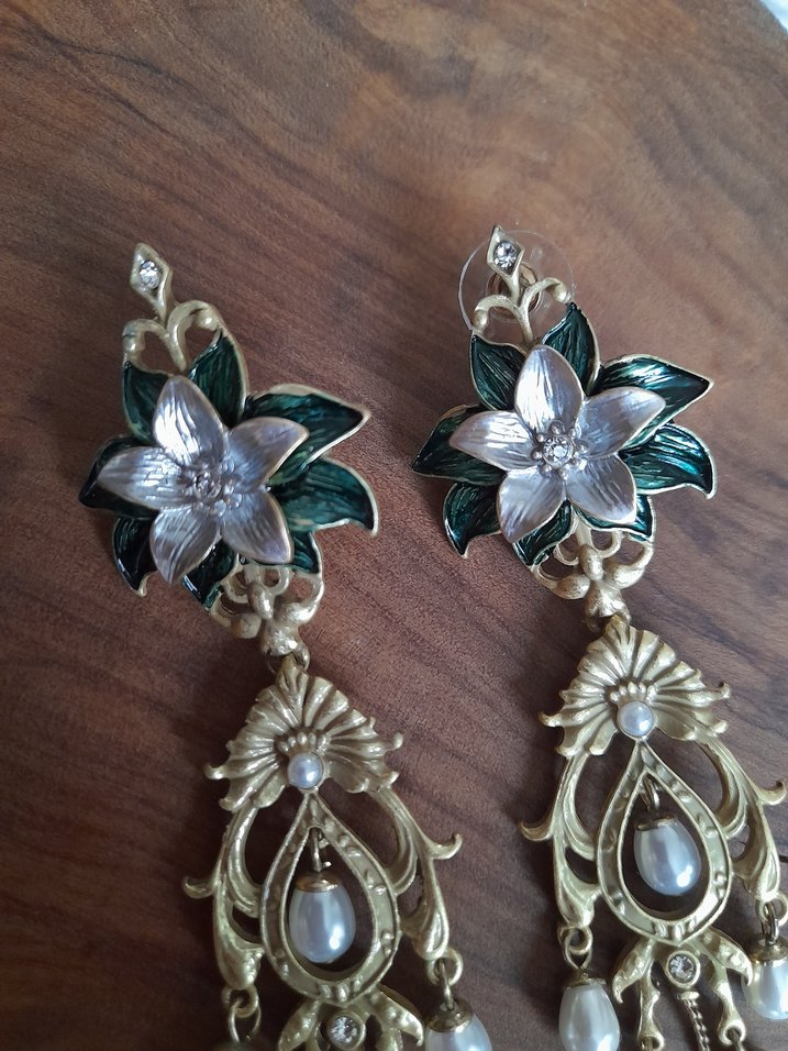 İncili Vintage tarz Küpe - Görsel 4