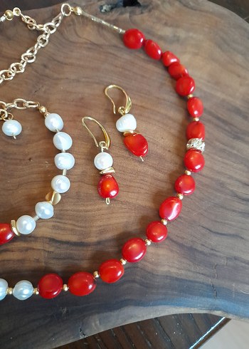 Doğal İnci ve Mercan set - Görsel 4