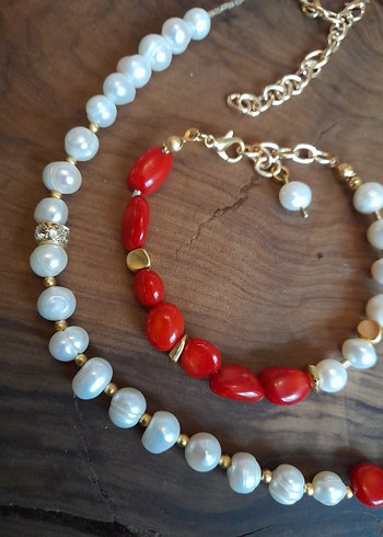 Doğal İnci ve Mercan set - Görsel 3