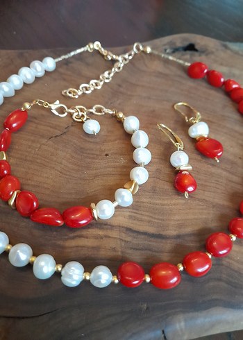 Doğal İnci ve Mercan set - Görsel 2