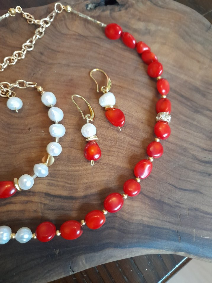 Doğal İnci ve Mercan set - Görsel 4