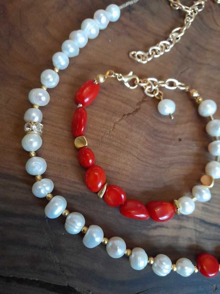 Doğal İnci ve Mercan set - Görsel 3