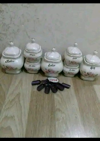 2K Beyaz Pastel Baharat ve Çay Kavanoz Seti