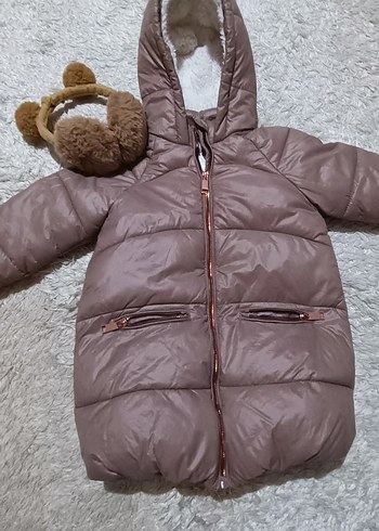 Kız Çocuk Kahverengi Kapüşonlu Kürklü Mont