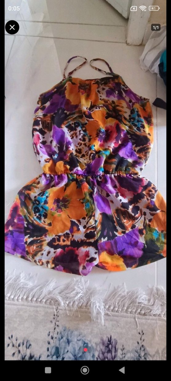 Bohem Çok Renkli Mini Tulum - Görsel 2