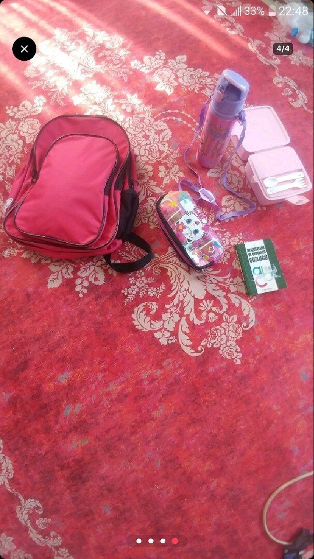 Renkli Okul Malzemeleri çanta çelik matara - Görsel 2