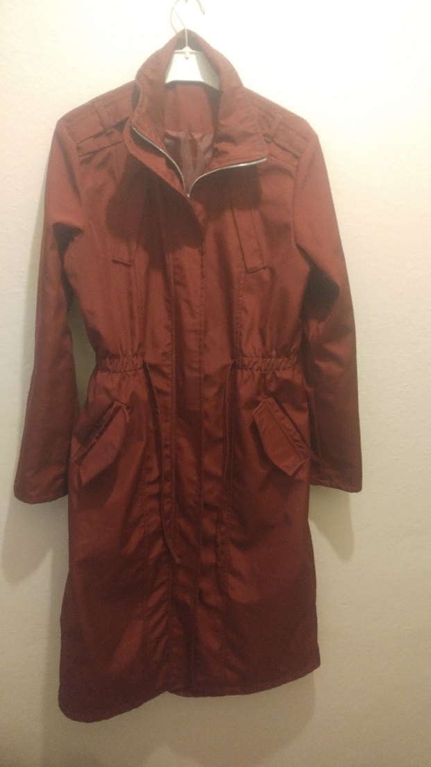 Bordo Uzun Fermuarlı Kadın Yağmurluk - Görsel 4