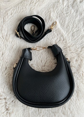 TÜKENDİ-Siyah deri mini çanta - Görsel 2