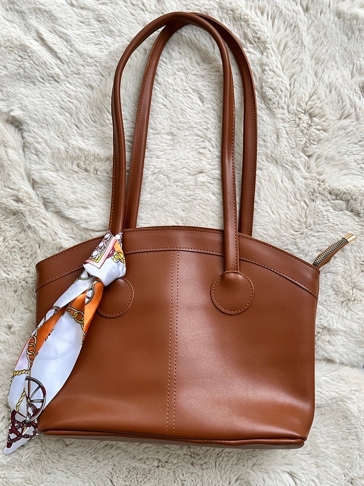 Kahverengi Deri Fermuarlı Kadın Çanta - Görsel 2