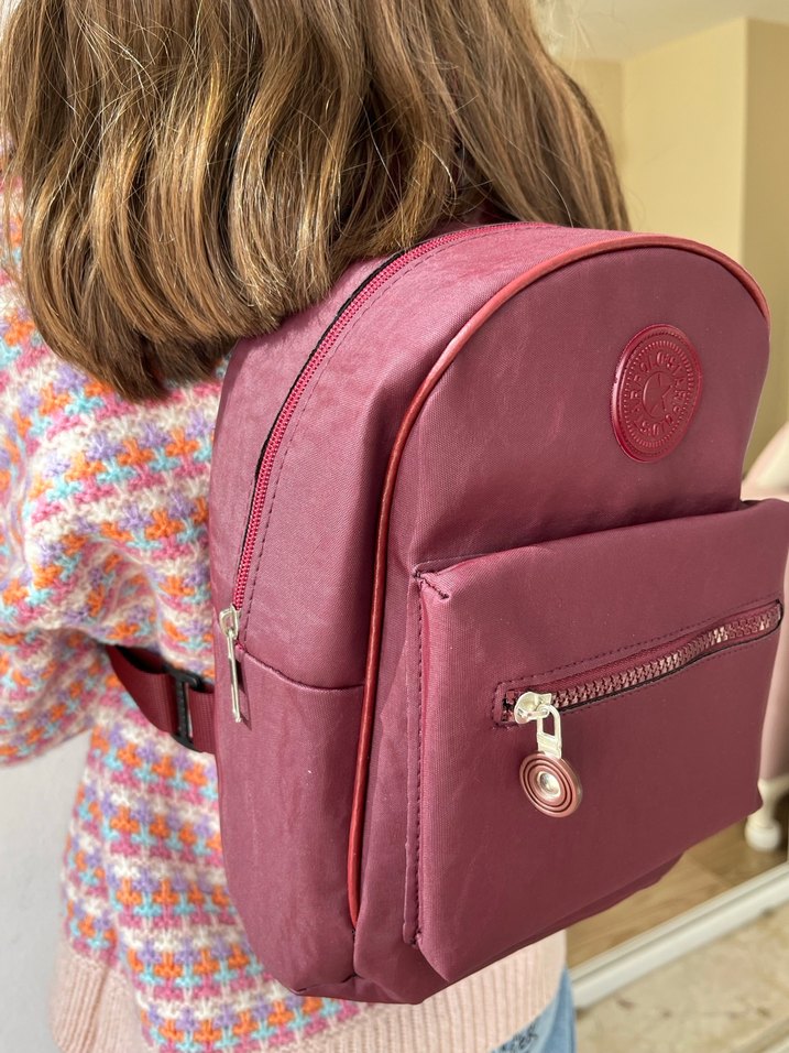 Bordo Sırt Çantası Fermuarlı - Görsel 2