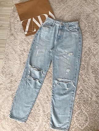 zara distressed detaylı mom fit jean