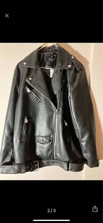 s Beden siyah Renk stradivarius suni deri biker ceket