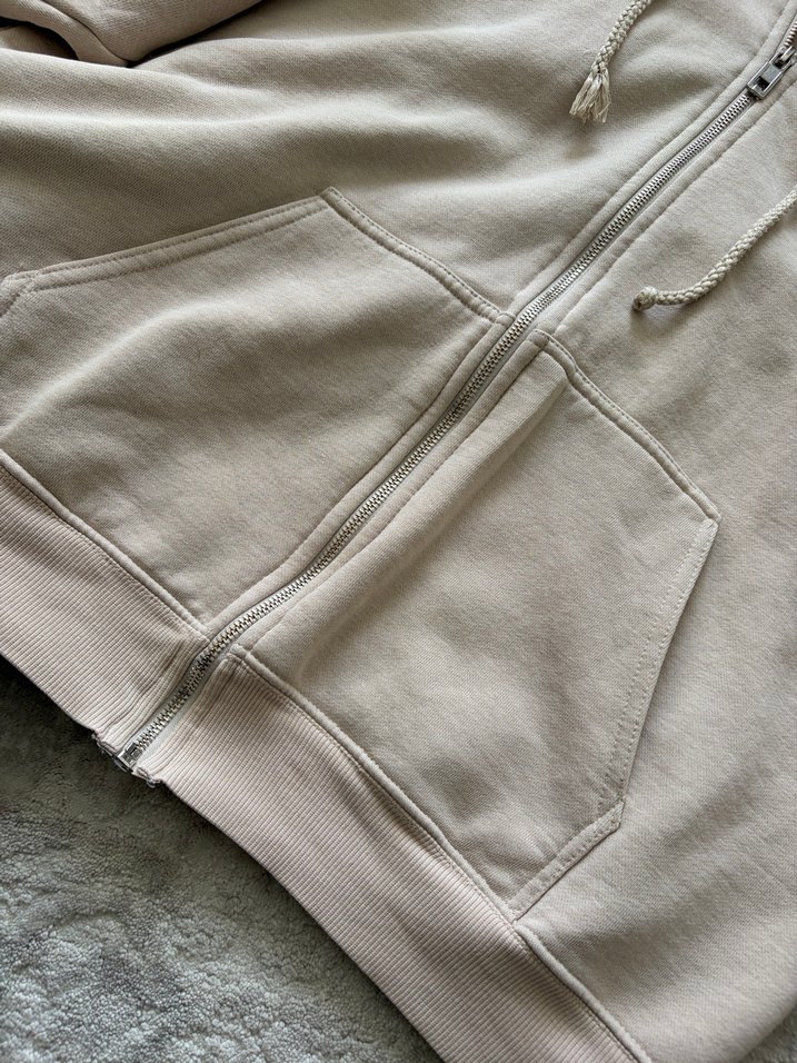 Bej Kadın Kapüşonlu Fermuarlı Sweatshirt - Görsel 3