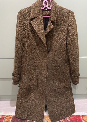 Adl Kahverengi Düğmeli Kadın Kaban - Görsel 2