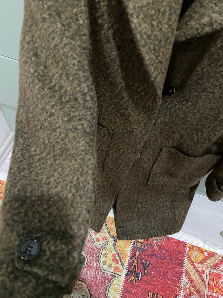 Adl Kahverengi Düğmeli Kadın Kaban - Görsel 4