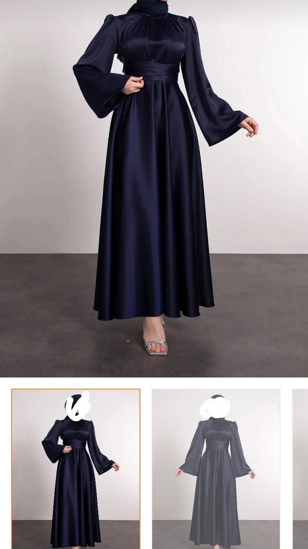 Lacivert Uzun Drapeli Gotik Kadın Elbise - Görsel 2
