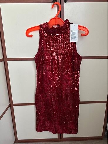 Pul payet gece elbisesi sıfır